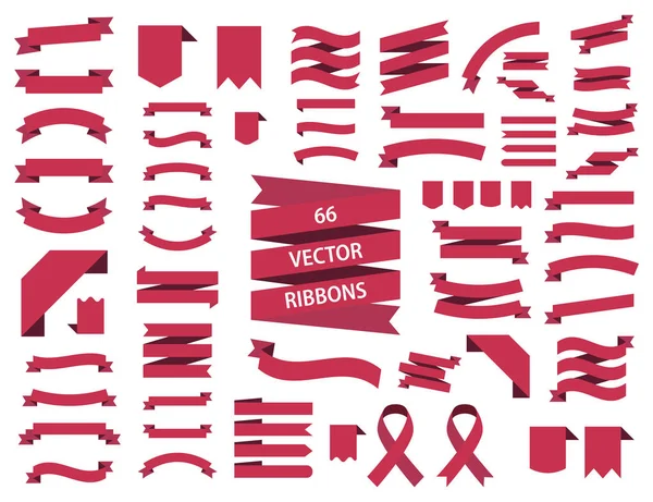 Bannerband-Vektor-Set, rot gefärbt. Flachbanner Band für d — Stockvektor
