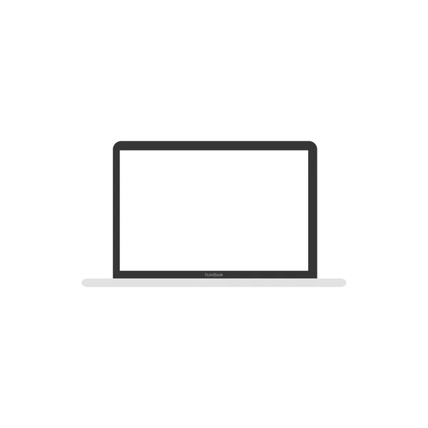 Компьютер-икона в плоском стиле. Ноутбук изолирован на белом b — стоковый вектор