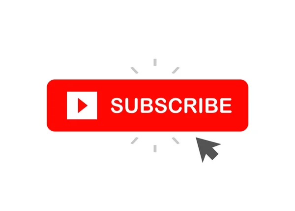 Subscribe button red colored with arrow cursor. Vector — Stock Vector