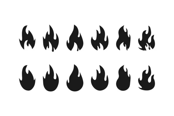 Fire icon drawing element. Flame set. Fire icon. Fire black colo — Stock Vector