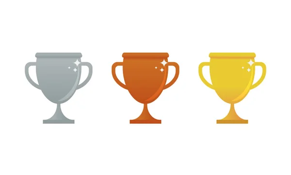 Trophée bronze or et icône argent. Gold, Silver et Bronze Cup . — Image vectorielle