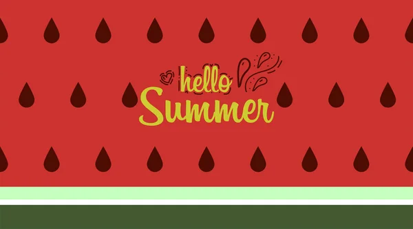 Watermelon background with text Hello summer. Vector — Stock Vector
