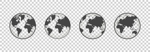 Uppsättning genomskinliga glober. Jorden genomskinlig stil. 3D ikon med — Stock vektor