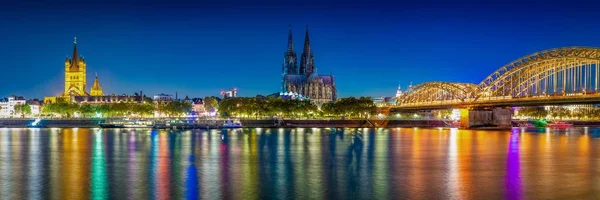 Blue Hour Panorama Cologne City Germany — Stock Photo, Image