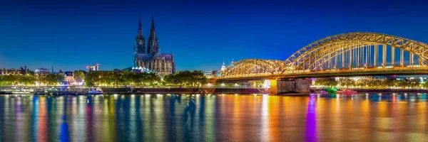 Blue Hour Panorama Cologne City Germany — Stock Photo, Image