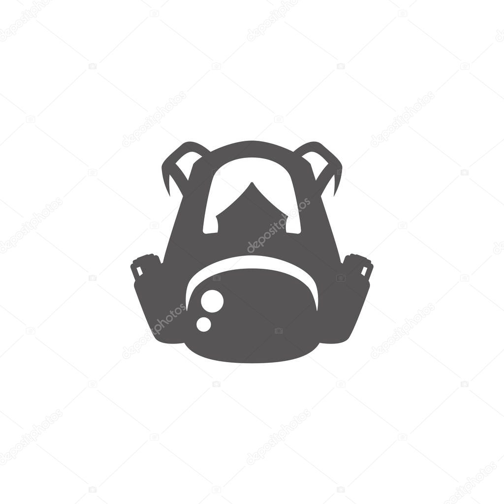 Backpack shape isolated on white background vector illustration. Camping and mountain exploring equipment vector graphic silhouette.