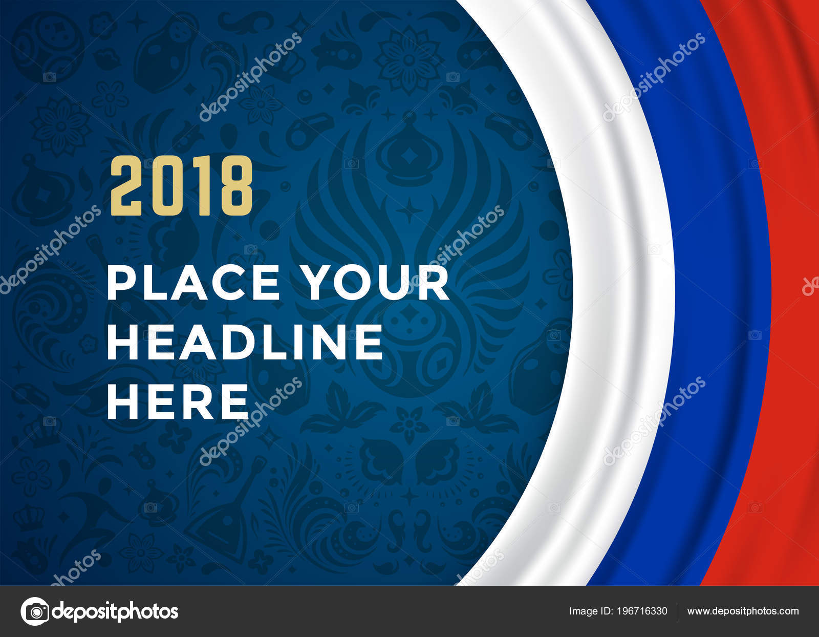 football poster template with russia flag and pattern background