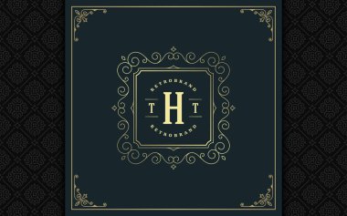 Lüks logo şablonu vektör altın vintage süsleme geliştiği.