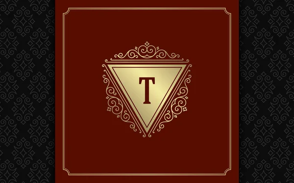 Logotipo de luxo modelo vetor dourado vintage floresce ornamento . — Vetor de Stock