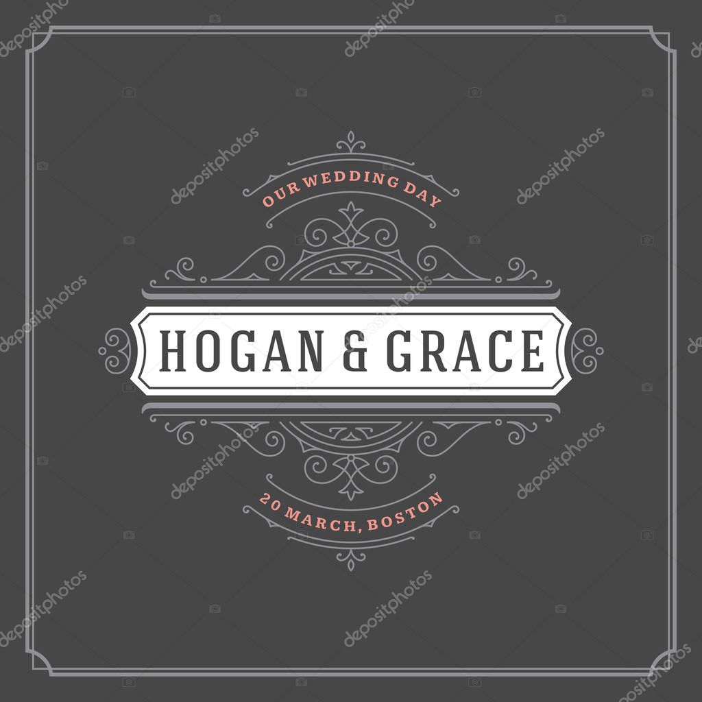 Wedding save the date invitation card vector illustration. Wedding invite title vintage design. Chalkboard style.