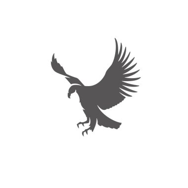 Beyaz arka plan vektör illüstrasyon izole siluet kartal. Uçan kartal vektör grafik amblemi.