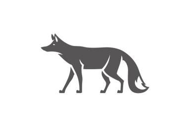 Beyaz arka plan vektör illüstrasyon izole Fox siluet. Fox vektör grafik amblemi ayakta.