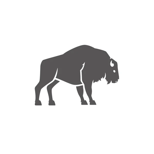 Bison Σιλουέτα Που Απομονώνονται Λευκό Φόντο Διανυσματικά Εικονογράφηση Διαρκούς Βίσονα — Διανυσματικό Αρχείο