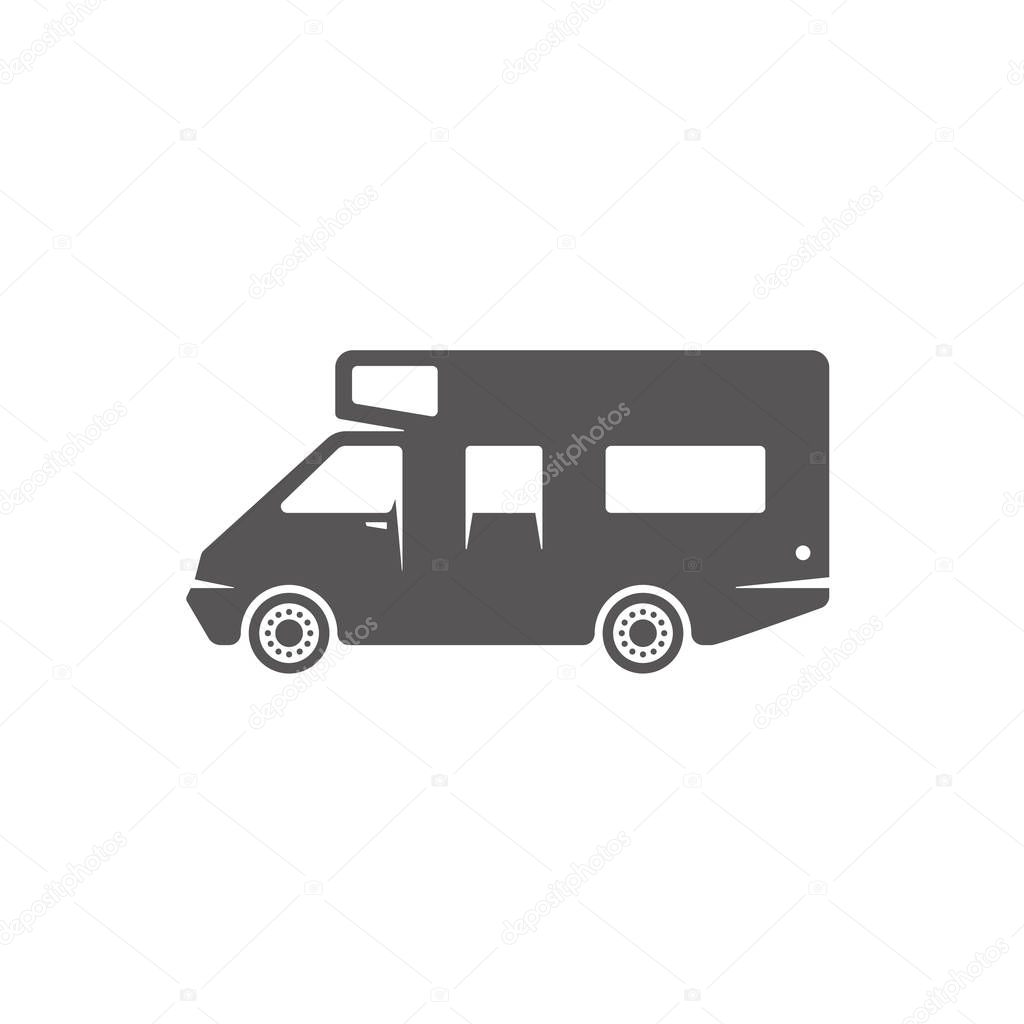Camper van shape isolated on white background vector illustration. RV vehicle vector graphic silhouette.