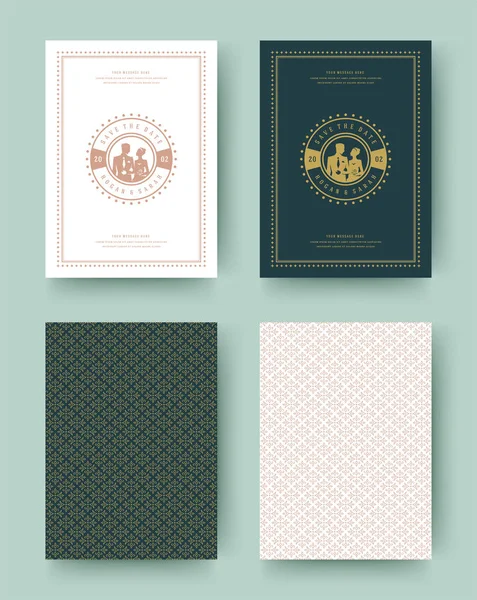 Hochzeitseinladung Speichern Sie Die Datumskarten Vintage Typografische Vorlage Design Vektor — Stockvektor