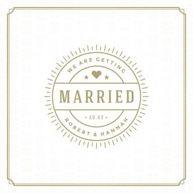 Düğün tarihi davet kartı vektör çizim kaydedin. Düğün davet başlık vintage tasarım. Altın arka plan stili ve desen.