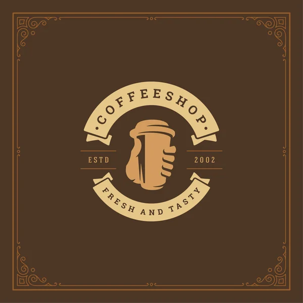 Coffee Shop Etykietę Projektu Szablon Wektor Ilustracja Puchar Sylwetka Dobre — Wektor stockowy