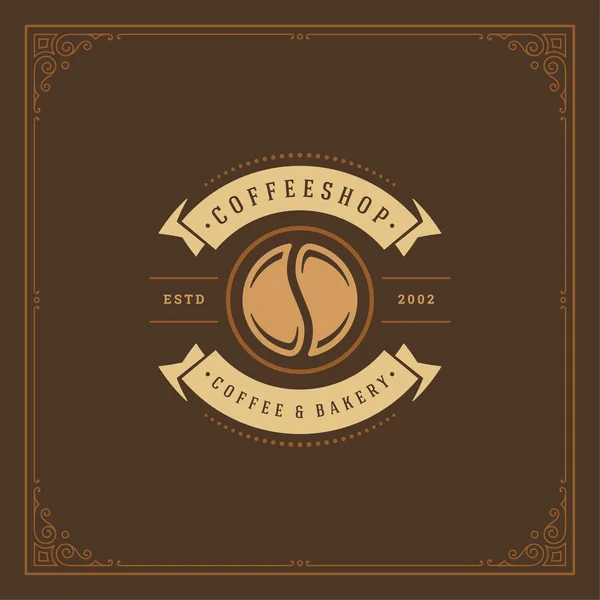 Coffee Shop Etykietę Projektu Szablon Wektor Ilustracja Fasola Sylwetka Dobre — Wektor stockowy