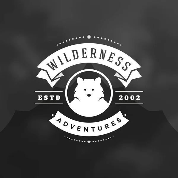 Bear logo emblem vector illustration. Outdoor adventure expedition, bear head silhouette shirt, print stamp. Vintage typography badge design.