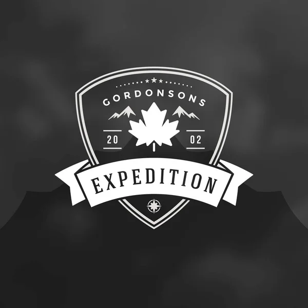 Εικονογράφηση Φορέα Έμβλημα Λογότυπο Maple Leaf Υπαίθρια Περιπέτεια Αναψυχής Πουκάμισο — Διανυσματικό Αρχείο