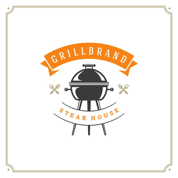Grill Restaurant Logo Vektor Illustration Grill Steak House Menü Emblem — Stockvektor