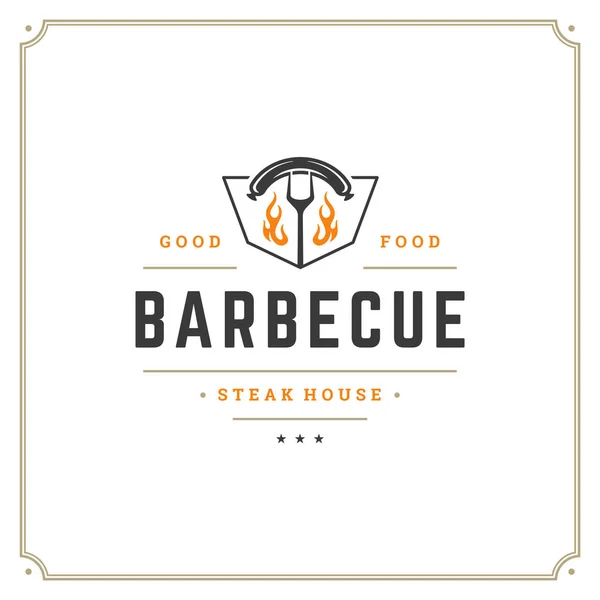 Grill Restaurant Logo Vektor Illustration Grill Steak House Menü Emblem — Stockvektor