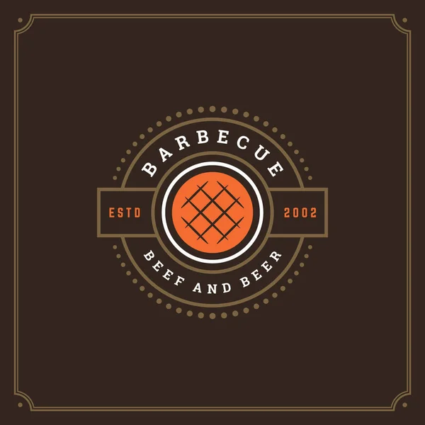 Grill Restaurant Logo Vektor Illustration Barbecue Steak House Menü Emblem — Stockvektor