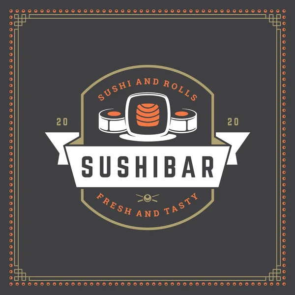 Sushi Restaurante Logotipo Vetor Ilustração Comida Japonesa Silhueta Rolo Design — Vetor de Stock