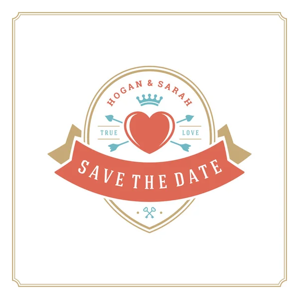 Wedding Date Invitation Card Design Template Vector Illustration Wedding Invite — Stock Vector