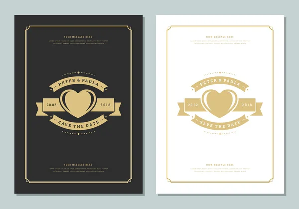 Casamento salvar a data convites cartões design vetor ilustração . —  Vetores de Stock