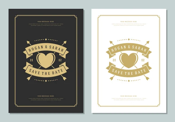 Hochzeit speichern Sie das Datum Einladungskarten Design Vektor Illustration. — Stockvektor