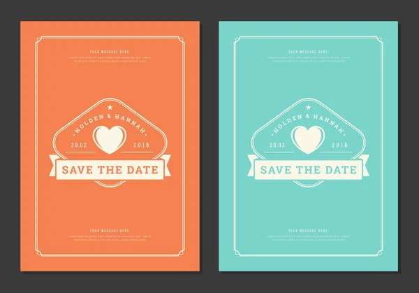 Boda guardar la fecha invitaciones tarjetas diseño vector ilustración . — Vector de stock