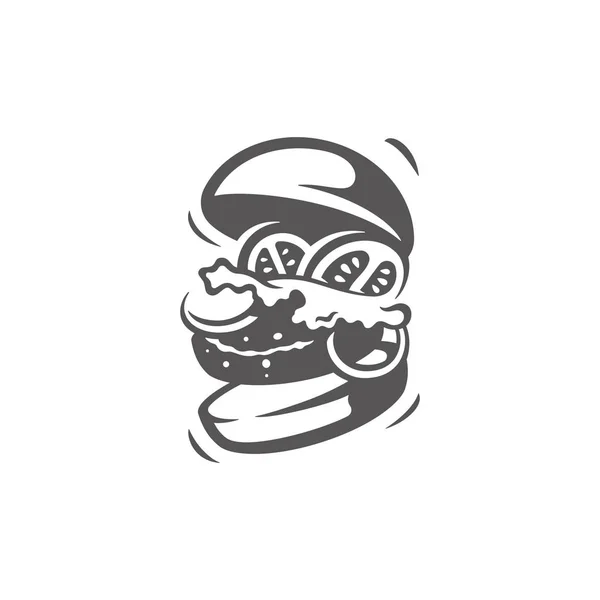 Icona Burger Isolata Sfondo Bianco Illustrazione Vettoriale Street Fast Food — Vettoriale Stock