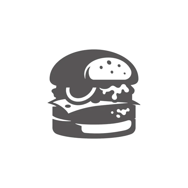 Icona Burger Isolata Sfondo Bianco Illustrazione Vettoriale Street Fast Food — Vettoriale Stock