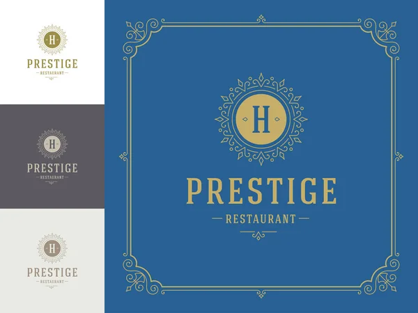 Luxe Logo Template Vector Vintage Bloeit Ornamenten Goed Voor Koninklijke — Stockvector