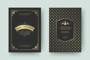 Noel tebrik kartı tasarımı şablonu. Mutlu Noeller ve tatiller geçmişe dönük tipografik etiketler ve yazı için şablon arka planlı yerler. Vektör illüstrasyonu.