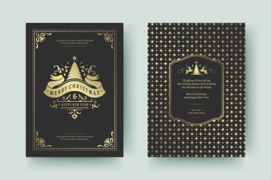 Noel tebrik kartı tasarımı şablonu. Mutlu Noeller ve tatiller geçmişe dönük tipografik etiketler ve yazı için şablon arka planlı yerler. Vektör illüstrasyonu.