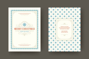 Noel tebrik kartı tasarımı şablonu. Mutlu Noeller ve tatiller geçmişe dönük tipografik etiketler ve yazı için şablon arka planlı yerler. Vektör illüstrasyonu.