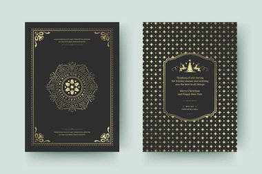 Noel tebrik kartı tasarımı şablonu. Mutlu Noeller ve tatiller geçmişe dönük tipografik etiketler ve yazı için şablon arka planlı yerler. Vektör illüstrasyonu.