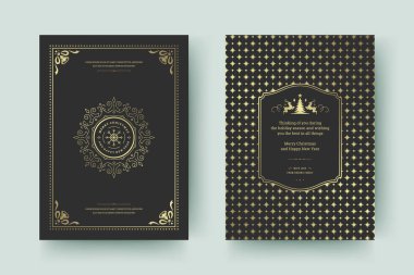 Noel tebrik kartı tasarımı şablonu. Mutlu Noeller ve tatiller geçmişe dönük tipografik etiketler ve yazı için şablon arka planlı yerler. Vektör illüstrasyonu.