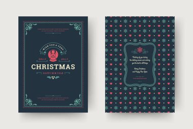 Noel tebrik kartı tasarımı şablonu. Mutlu Noeller ve tatiller geçmişe dönük tipografik etiketler ve yazı için şablon arka planlı yerler. Vektör illüstrasyonu.