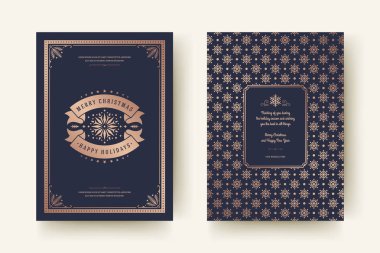 Noel tebrik kartı tasarımı şablonu. Mutlu Noeller ve tatiller geçmişe dönük tipografik etiketler ve yazı için şablon arka planlı yerler. Vektör illüstrasyonu.