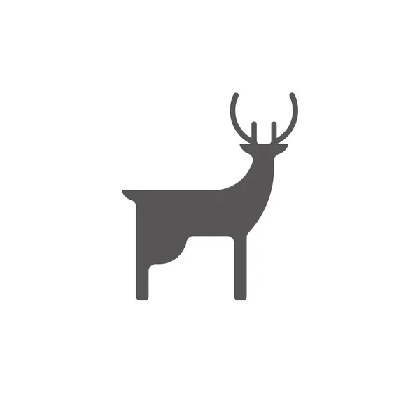Hirschsilhouette Isoliert Auf Weißem Hintergrund Vektor Illustration Grafisches Emblem Des — Stockvektor