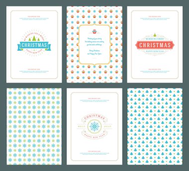 Neşeli Noel tebrik kartları şablonları ve desenler arka planlar, Noel tatili için yer ile Tipografik Tasarım isterdim. Vektör çizim.