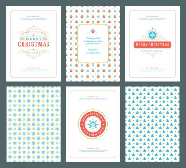 Neşeli Noel tebrik kartları şablonları ve desenler arka planlar, Noel tatili için yer ile Tipografik Tasarım isterdim. Vektör çizim.