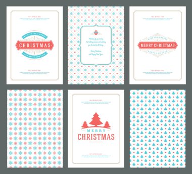 Neşeli Noel tebrik kartları şablonları ve desenler arka planlar, Noel tatili için yer ile Tipografik Tasarım isterdim. Vektör çizim.
