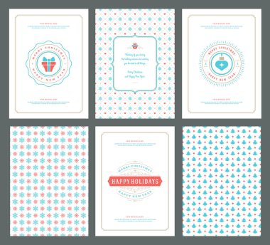 Neşeli Noel tebrik kartları şablonları ve desenler arka planlar, Noel tatili için yer ile Tipografik Tasarım isterdim. Vektör çizim.