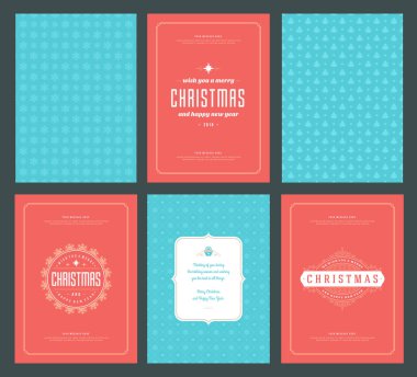 Neşeli Noel tebrik kartları şablonları ve desenler arka planlar, Noel tatili için yer ile Tipografik Tasarım isterdim. Vektör çizim.