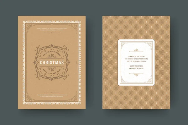 Χριστουγεννιάτικο Πρότυπο Σχεδιασμού Ευχετήριων Καρτών Καλά Χριστούγεννα Και Διακοπές Επιθυμεί — Διανυσματικό Αρχείο