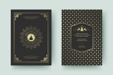 Noel tebrik kartı tasarımı şablonu. Mutlu Noeller ve tatiller geçmişe dönük tipografik etiketler ve yazı için şablon arka planlı yerler. Vektör illüstrasyonu.